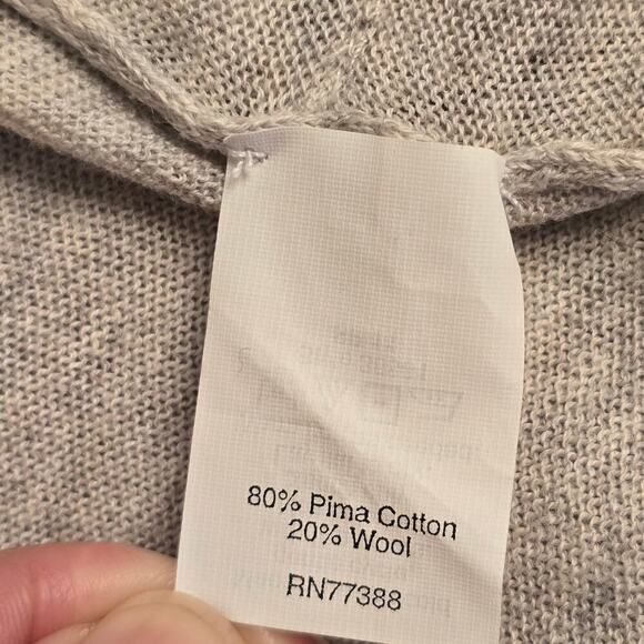 J.Crew Oatmeal Knit Vest M OpenFront Tiered Ruffle Pima Cotton Wool Blend Duster - Picture 6 of 9